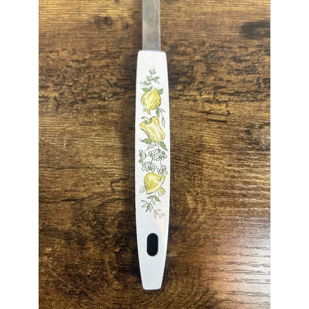 Vintage Floral Handle Slotted Spoon & Spreader Set Stainless Steel USA Mushroom